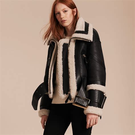 burberry brit oversized shearling aviator jacket|Burberry shearling aviator.